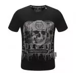 manches courtes t-shirt philipp plein prix bas qp99132 three skull cotton jersey